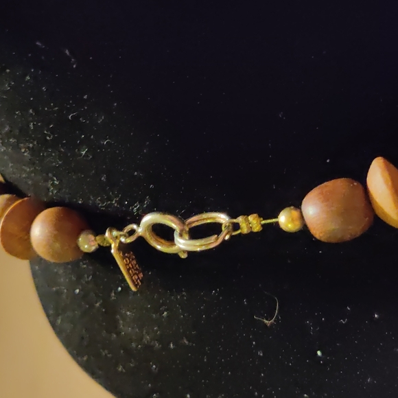 Handmade Inlaid Wood And Wood Bead Necklace - Picture 5 of 8
